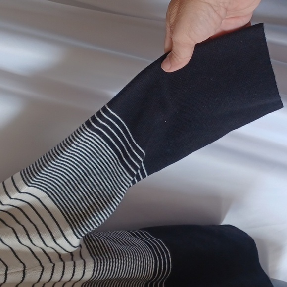 Liz Claiborne Women’s Open Front Sweater Large, 3/4 length sleeve,  cream/black - Picture 3 of 7